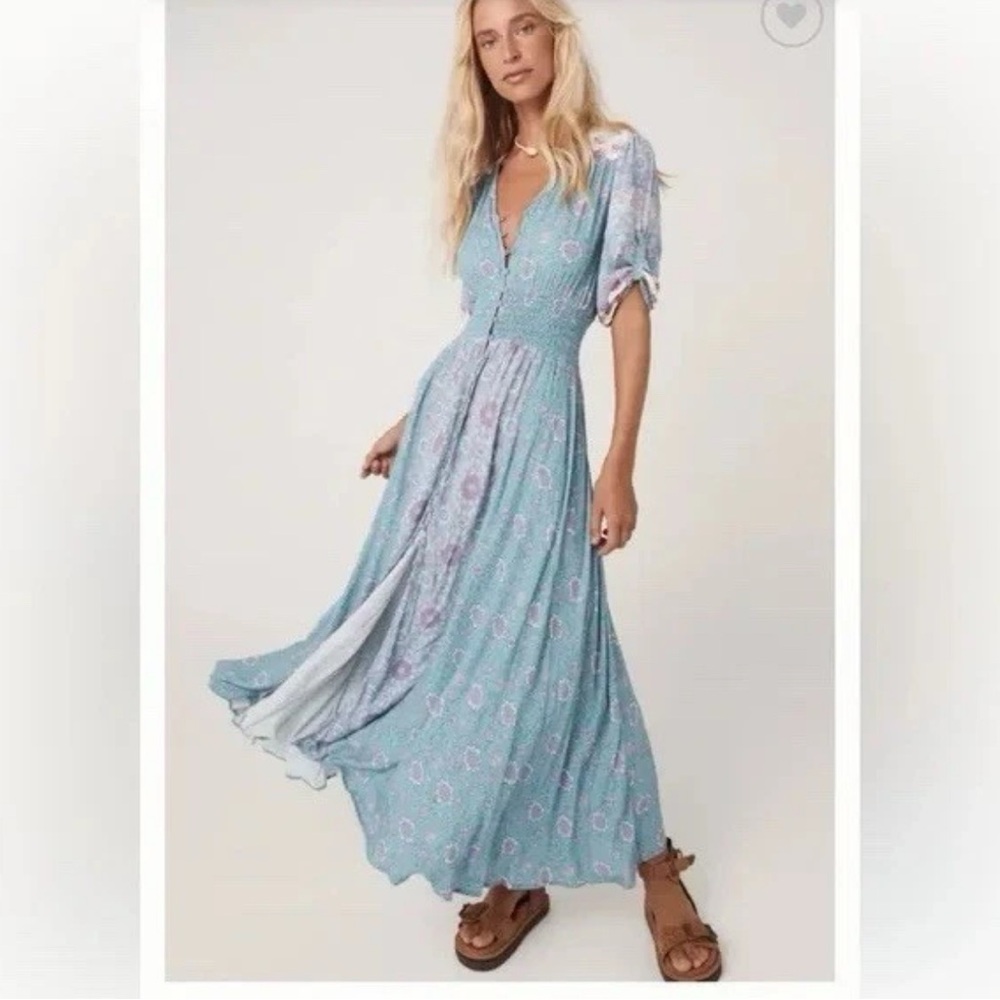 Spell Blue Floral Maxi Dress lovers beach down paradise xxl